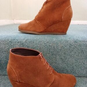 Dune London Brown Suede Wedge Ankle Boots